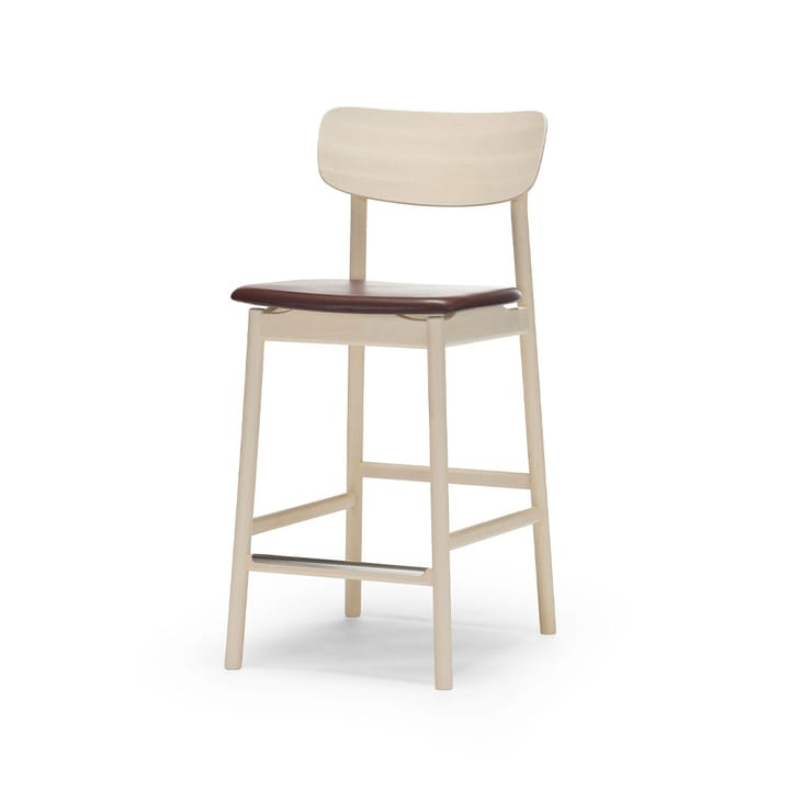 Prima Vista krzesło barowe - Skórzany stojak elmo ciemnobrązowo-jasnomatowy lakierowany brzoza - Stolab