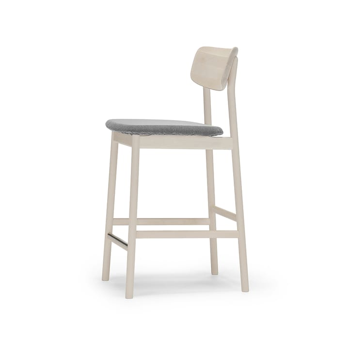 Prima Vista krzesło barowe - tkanina blues 9202 brązowo-beżowo-biały olejowany stojak brzozowy - Stolab