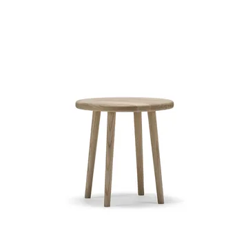 Taboret okrągły Miss Button - Dąb olejowany na biało, niski, Ø44x45 cm - Stolab