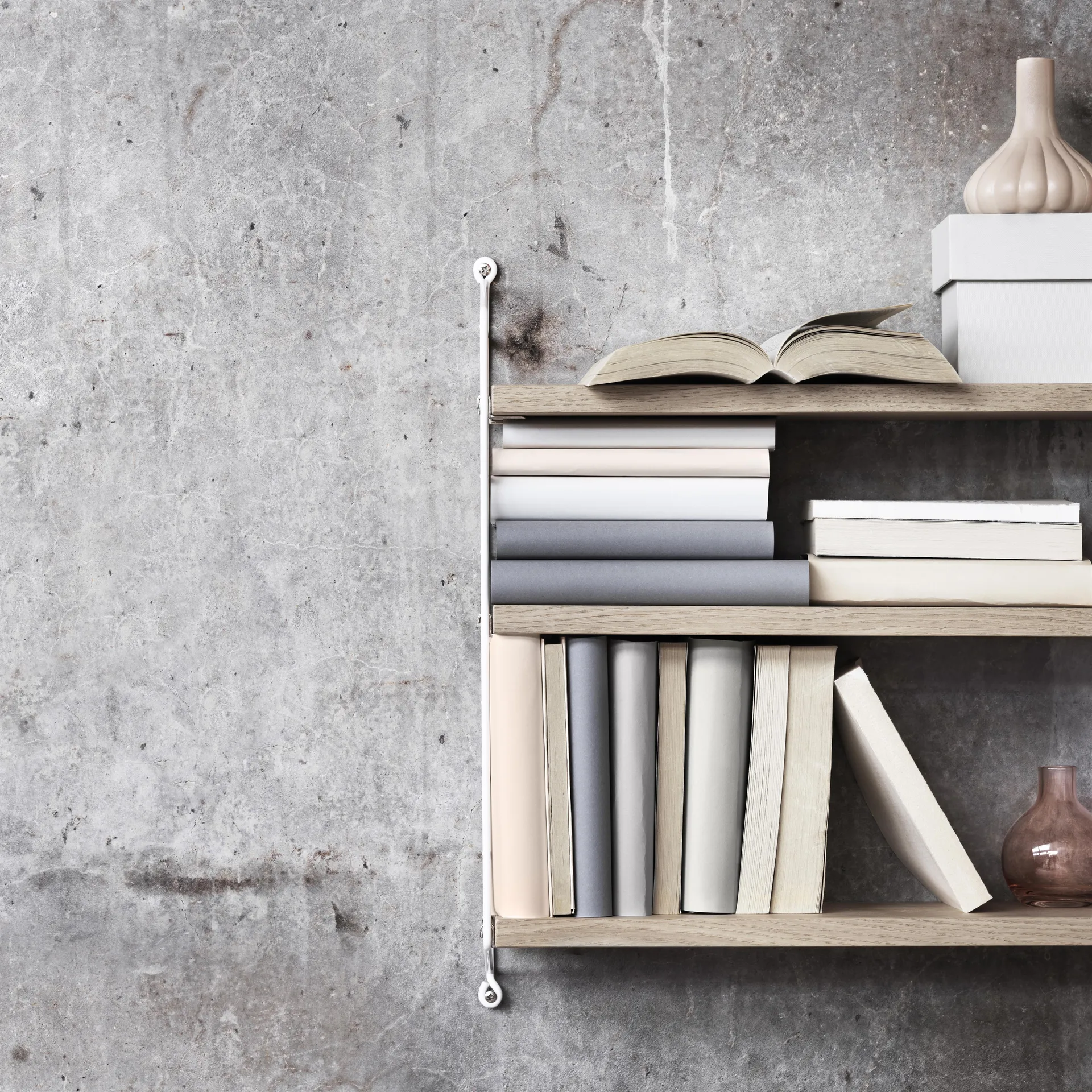 Półka String Pocket , Dąb - biały panel String