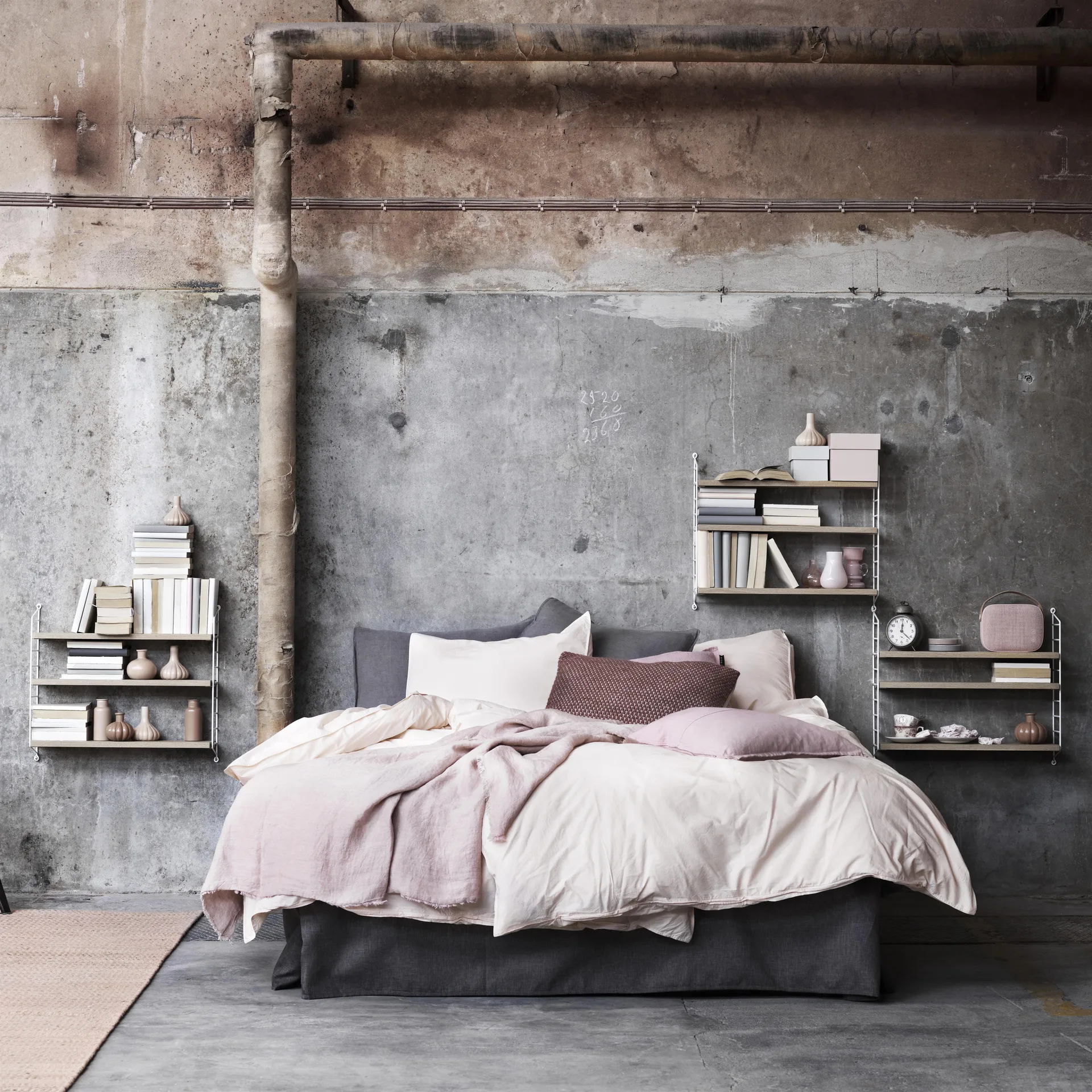 Półka String Pocket , Dąb - biały panel String