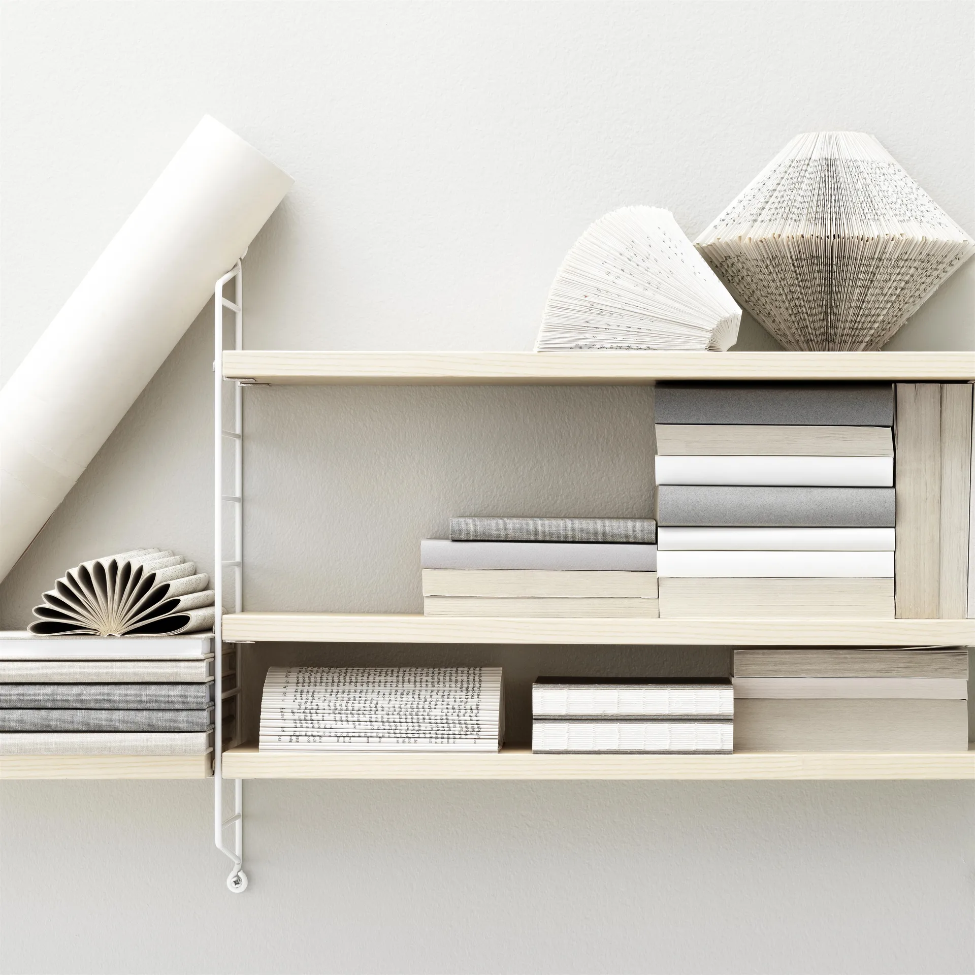 Półka String Pocket, Jesion - biały panel String