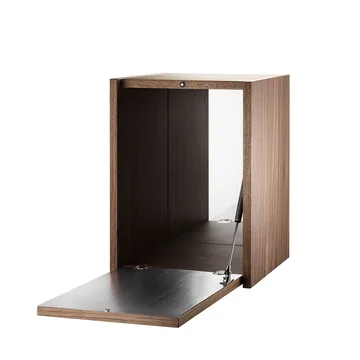 String barek - orzech włoski, wnętrze drzwi z nierdzewnej blachy, tylna część w lustrzanym szkle - String