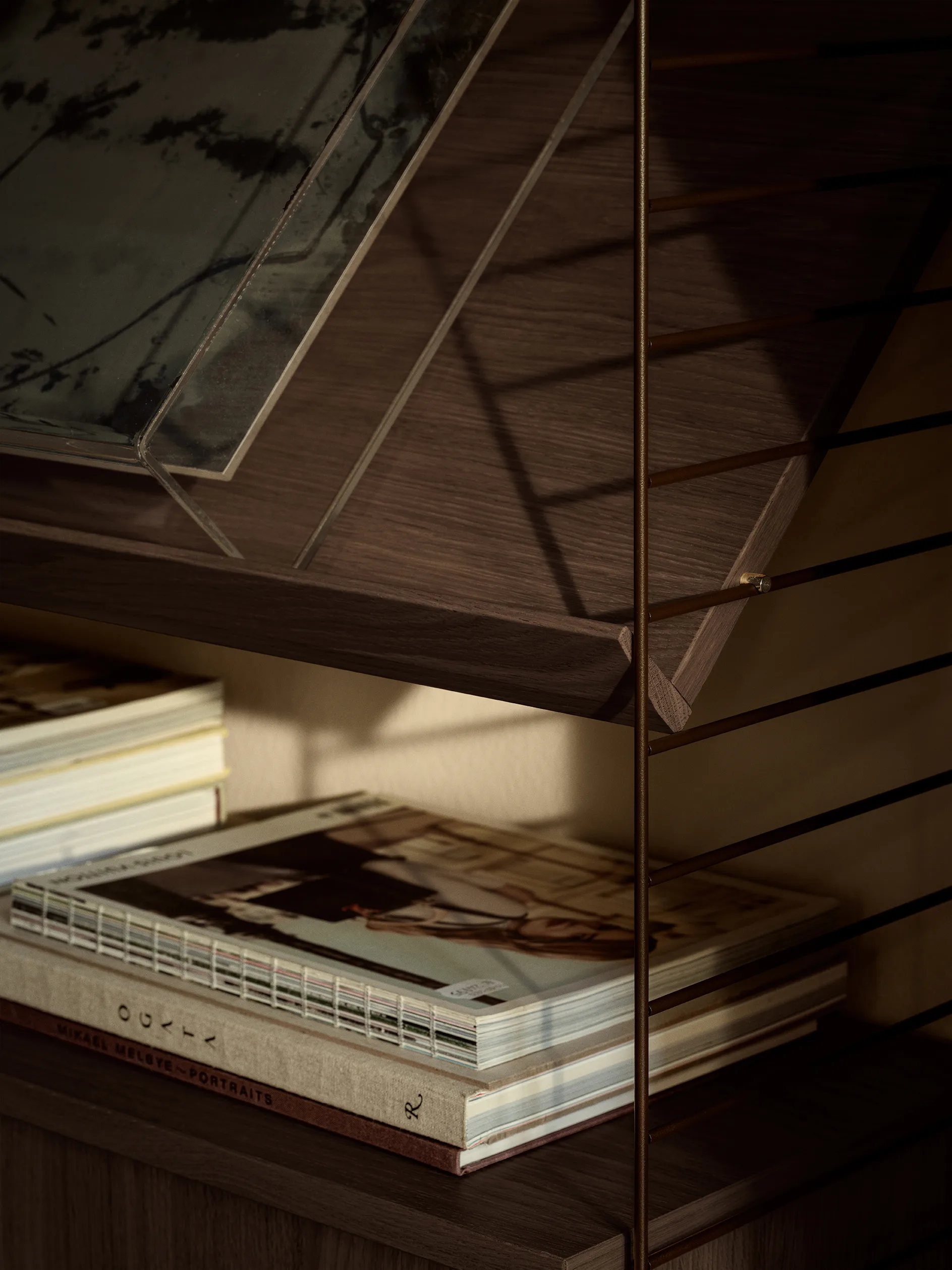 String półka metalowa, Ciemnobrązowy, 58x20, niski brzeg String