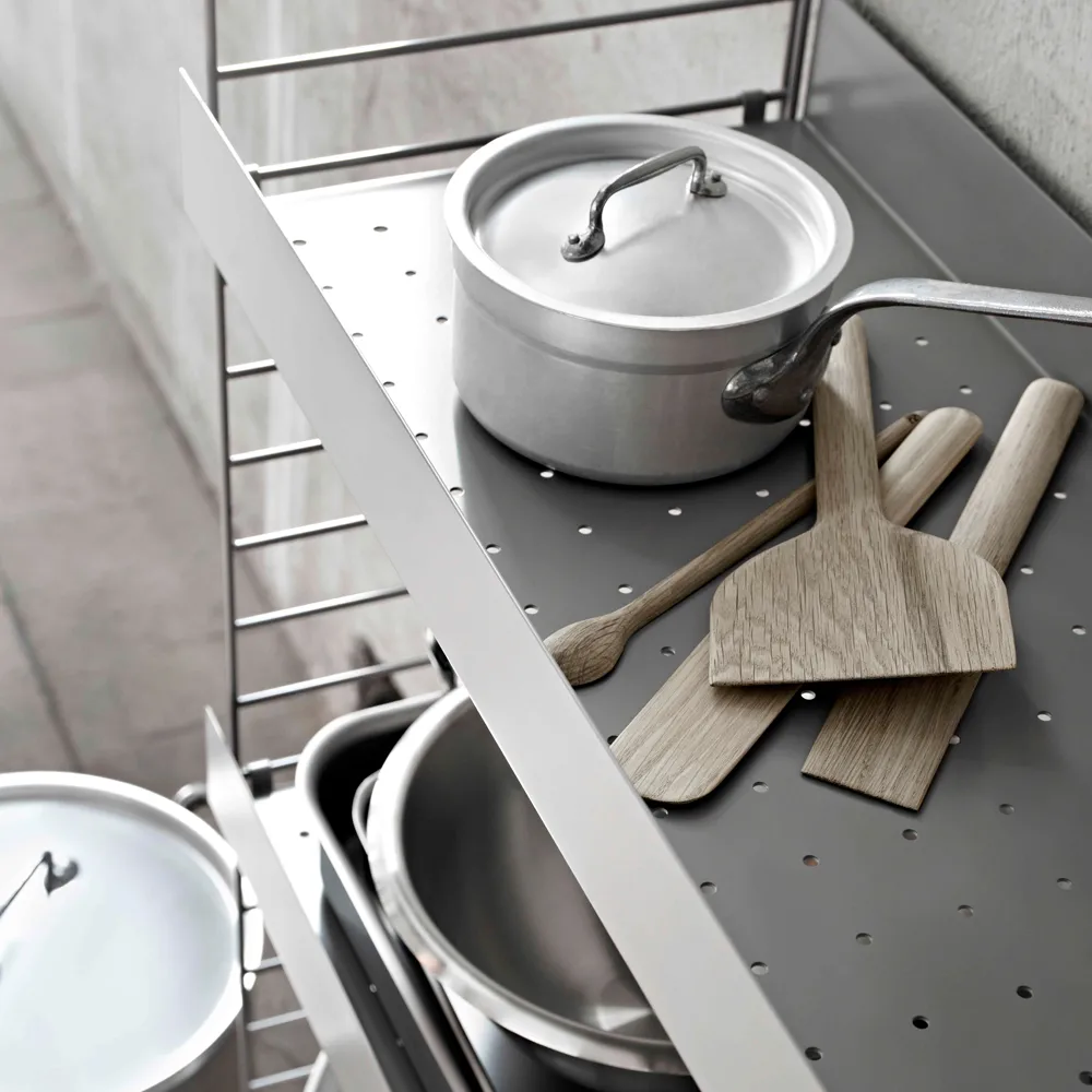 String półka metalowa, czarny, 78x20 cm, niska krawędź String