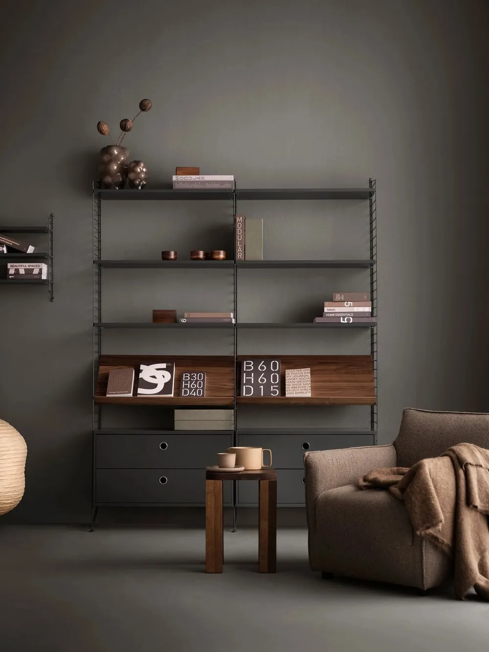 String ściana boczna, Ciemnoszary, 75x20 cm, 1-pakiet String