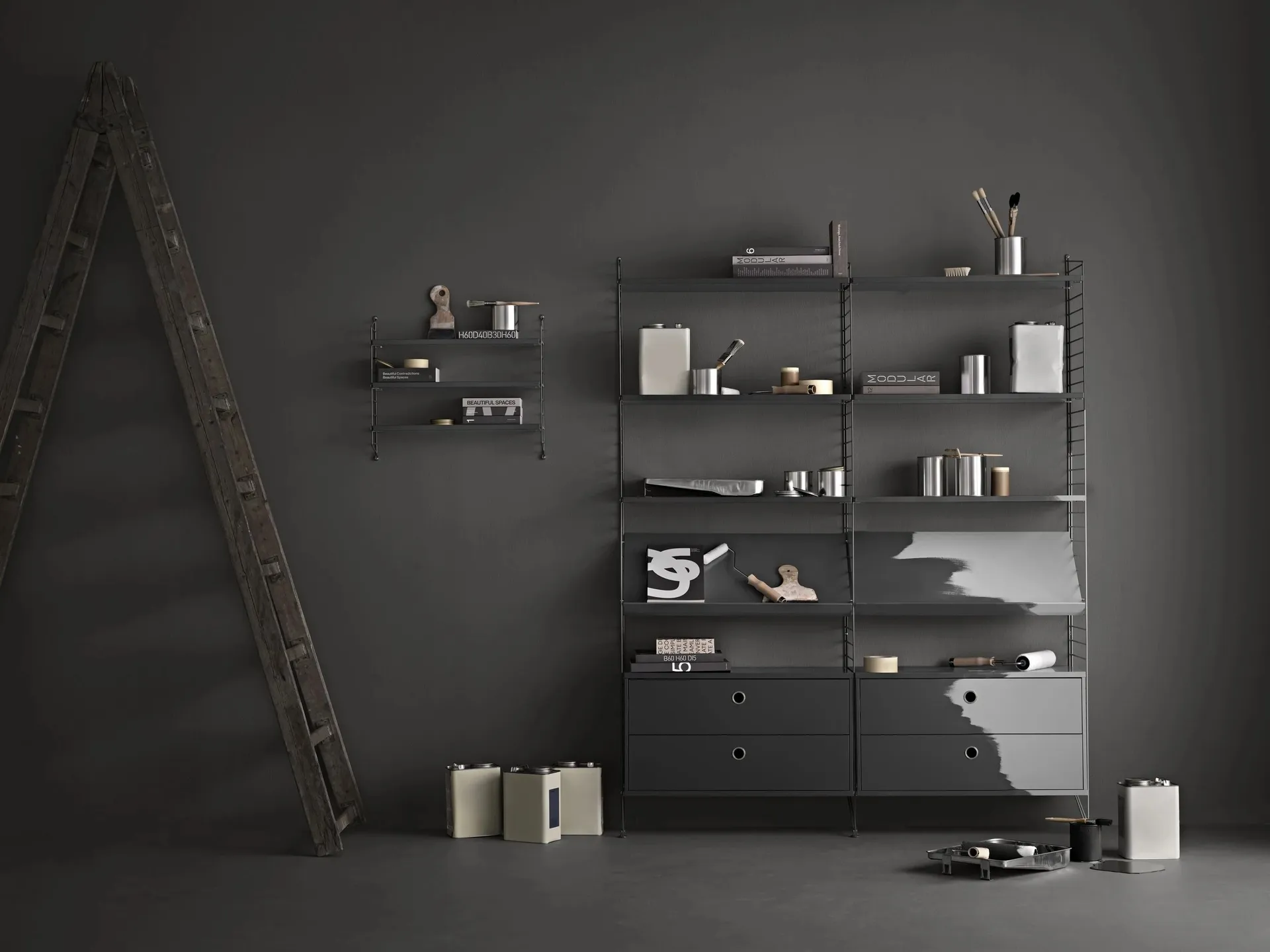 String ściana boczna, Ciemnoszary, 75x20 cm, 2-pakiet String