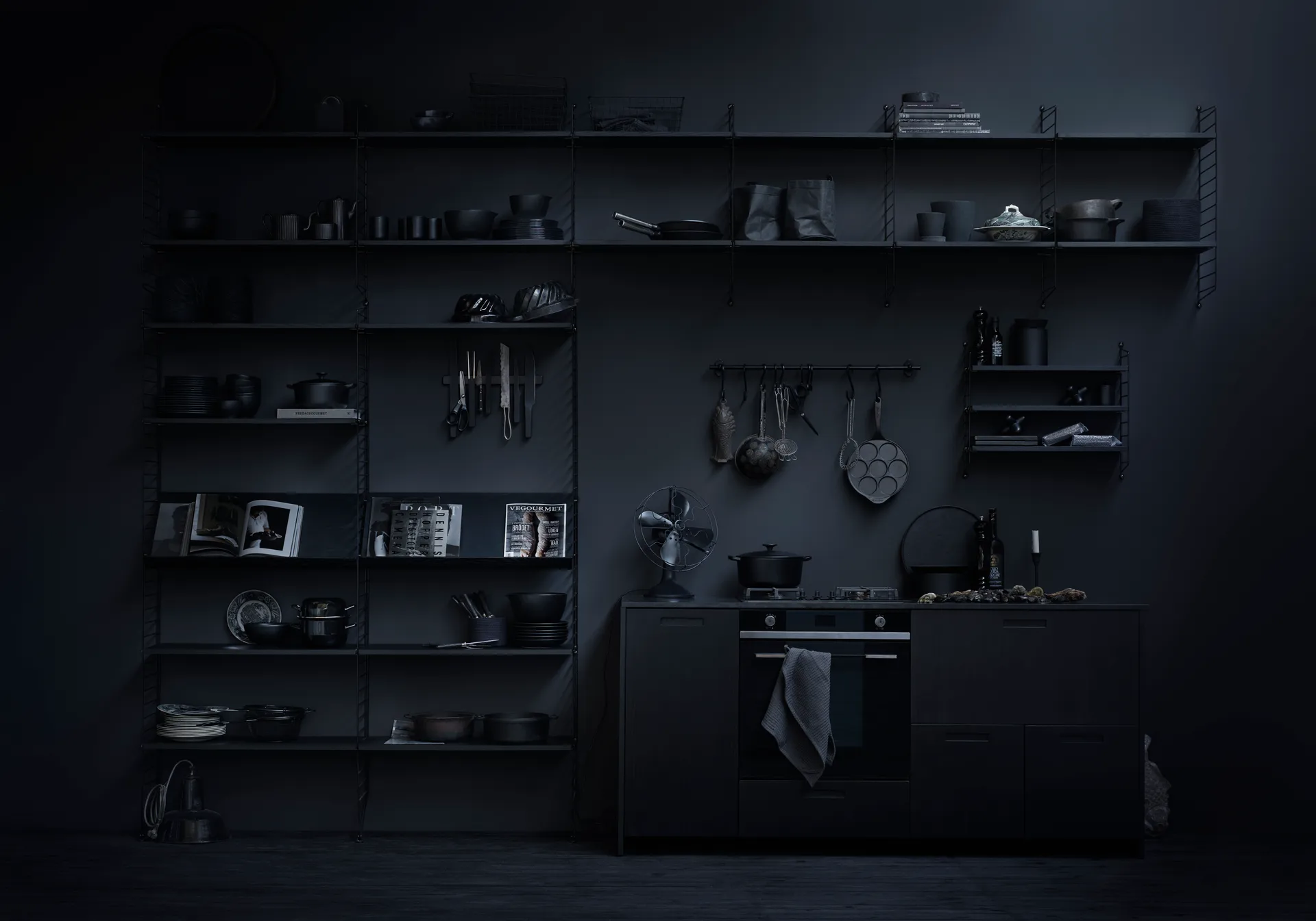 String ściana boczna, czarny, 75x30 cm, 1-pakiet String