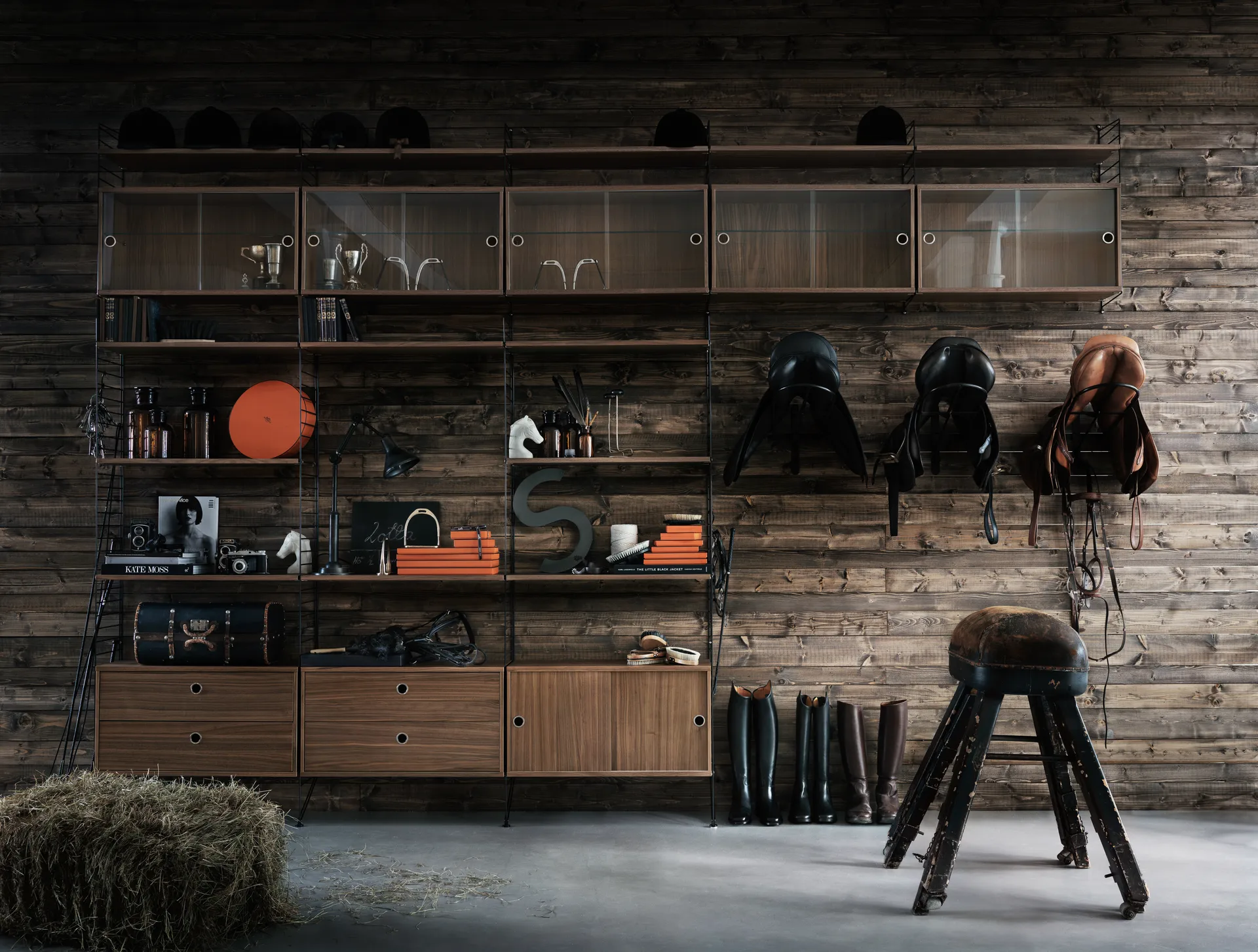 String ściana boczna, czarny, 75x30 cm, 2-pakiet String