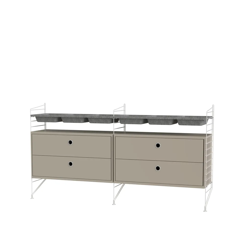 String sypialnia beżowa & biała - Kombinacja G,  String