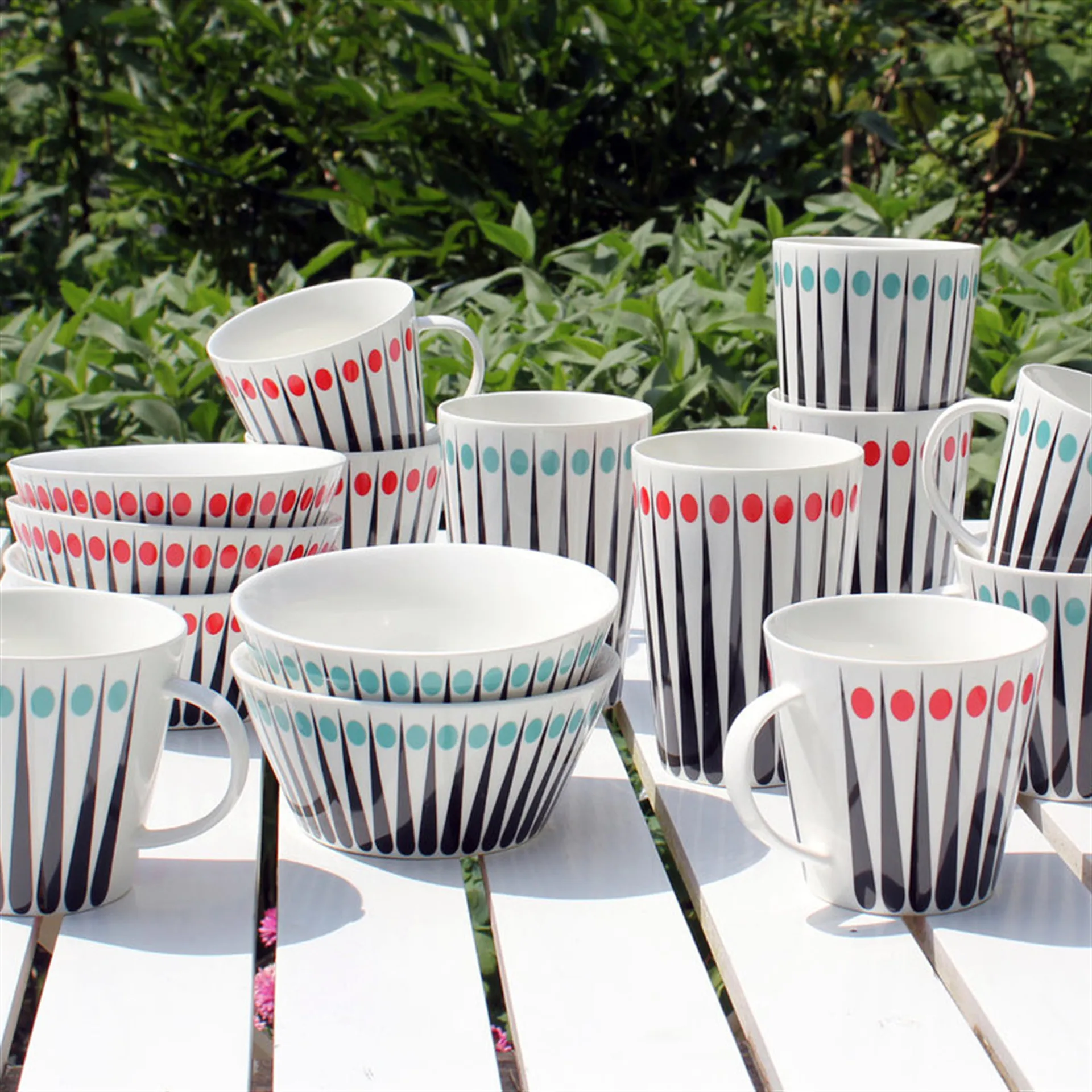 Kubek Amanda, white-aqua (jasnoniebieski) Superliving