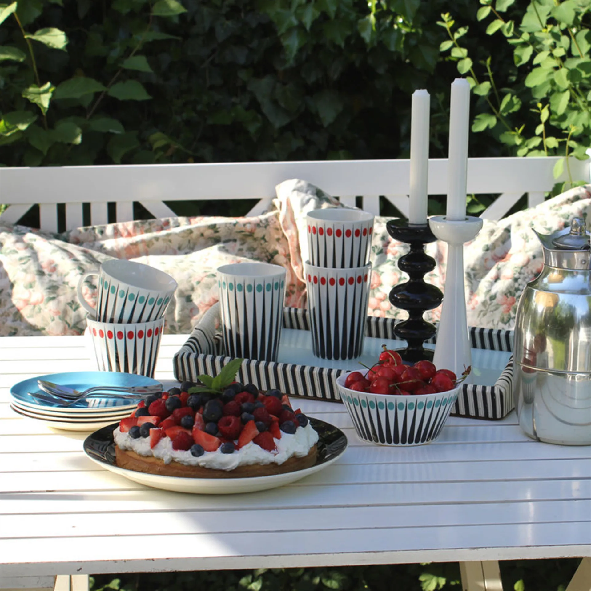 Kubek do herbaty Amanda, white-aqua (jasny niebieski) Superliving