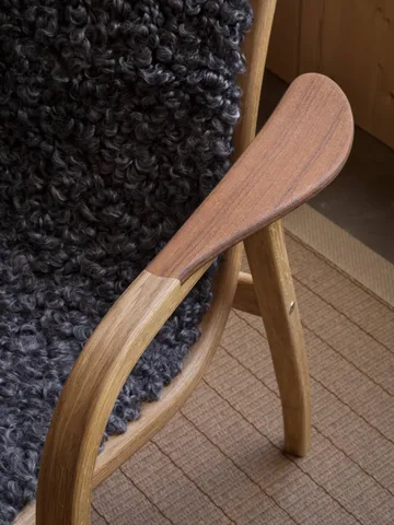 Fotel i podnóżek Lamino dąb olejowany/skóra owcza - Scandinavian Grey (szary) - Swedese