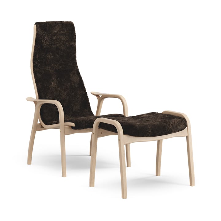 Fotel i podnóżek Lamino lakierowany buk/skóra jagnięca - Espresso (brązowy) - Swedese