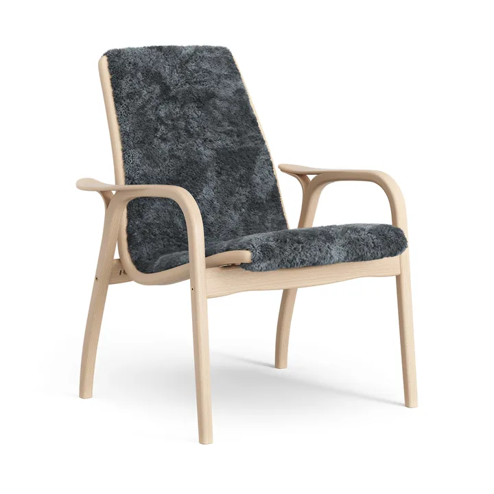 Fotel Laminett, lakierowany buk / owcza skóra - Charcoal (ciemnoszary) - Swedese