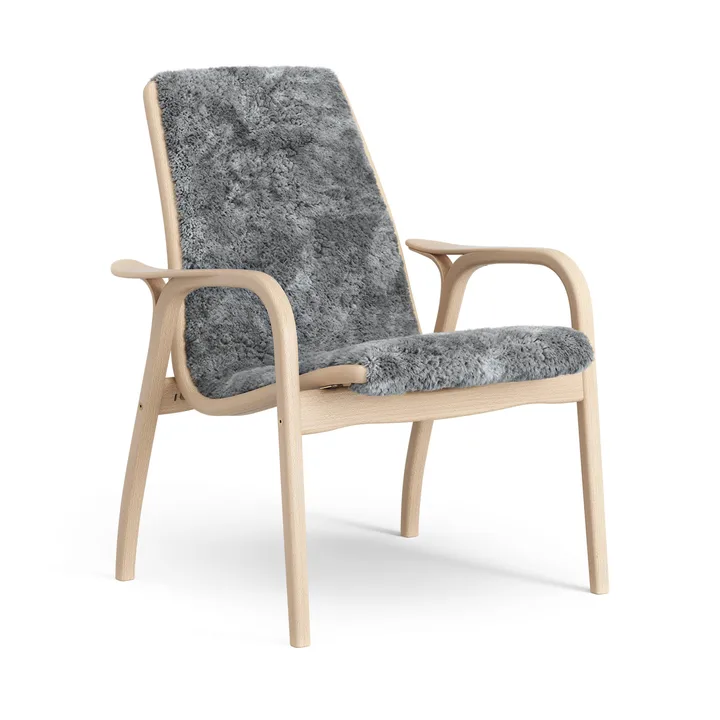 Fotel Laminett, lakierowany buk / owcza skóra - Scandinavian Grey (szary) - Swedese