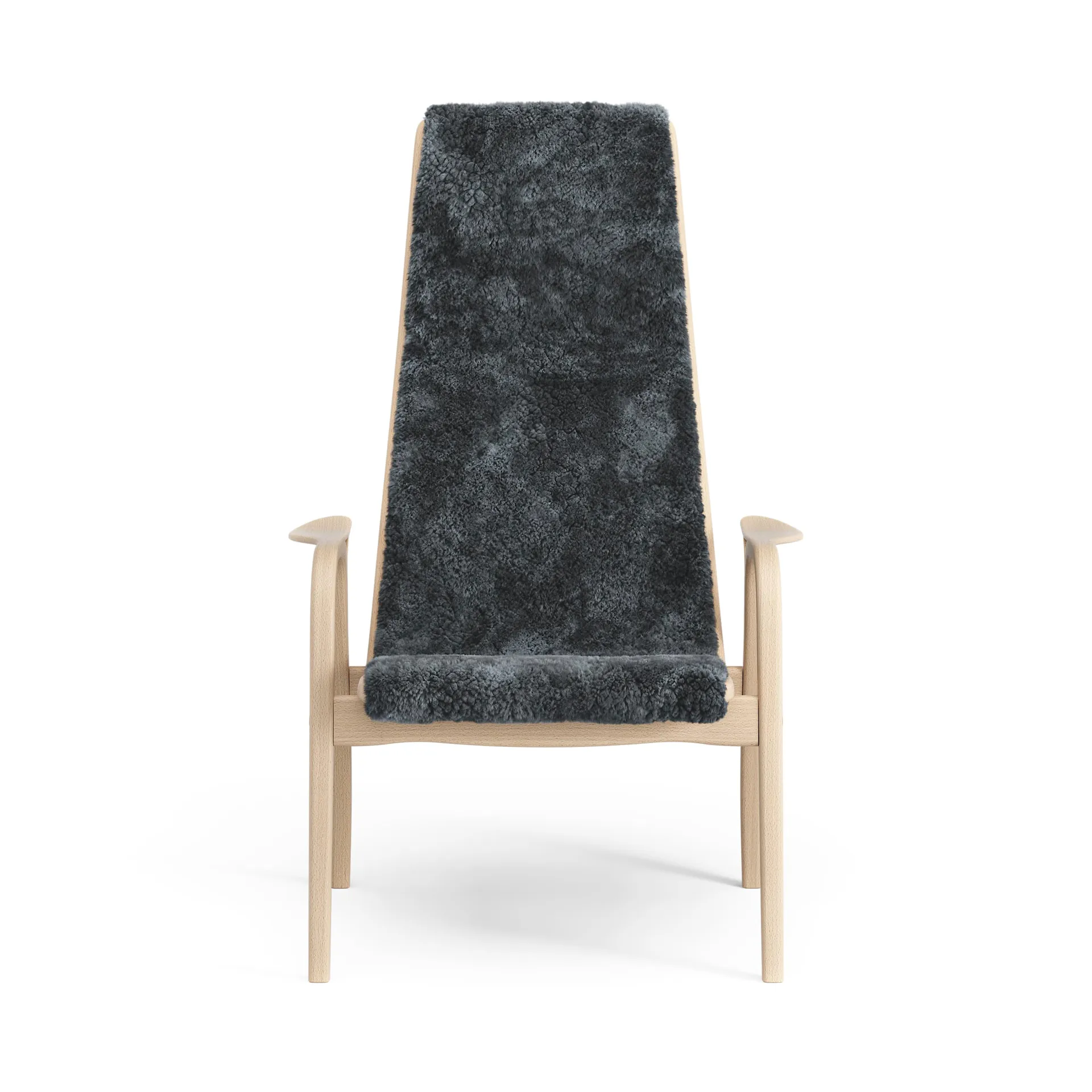 Fotel Lamino, lakierowany buk / owcza skóra, Charcoal (ciemnoszary) Swedese