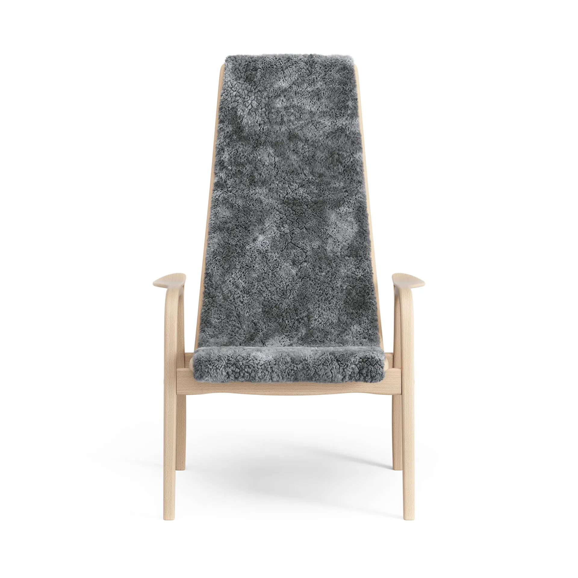 Fotel Lamino, lakierowany buk / owcza skóra, Scandinavian Grey (szary) Swedese