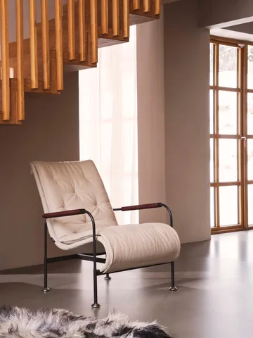 Fotel Serpentine - Skóra Elmo Soft Jasnobrązowy-chrom-Tärnsjö Cognac - Swedese