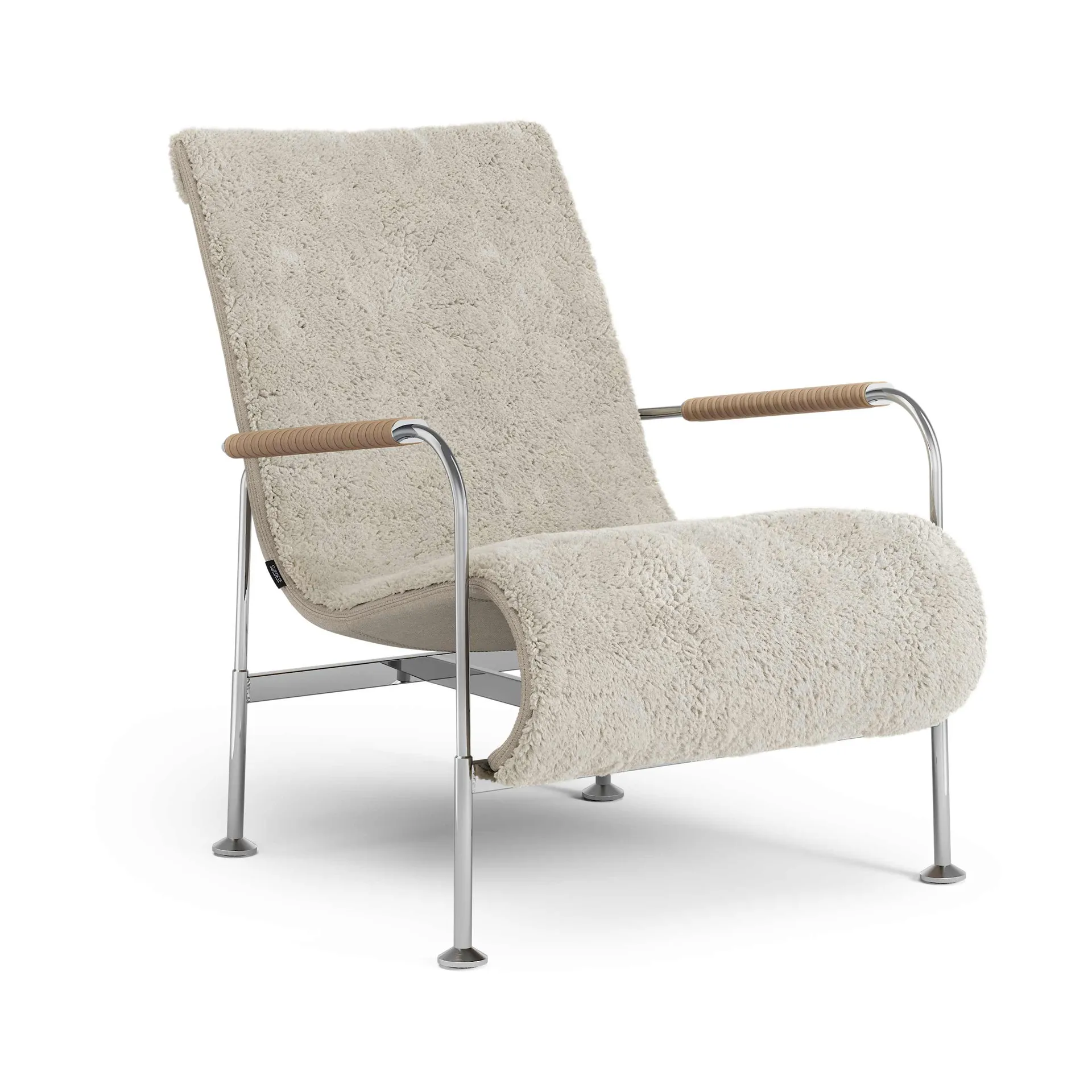 Fotel Serpentine, Skóra owcza Moonlight-chrom-Tärnsjö Nature Swedese