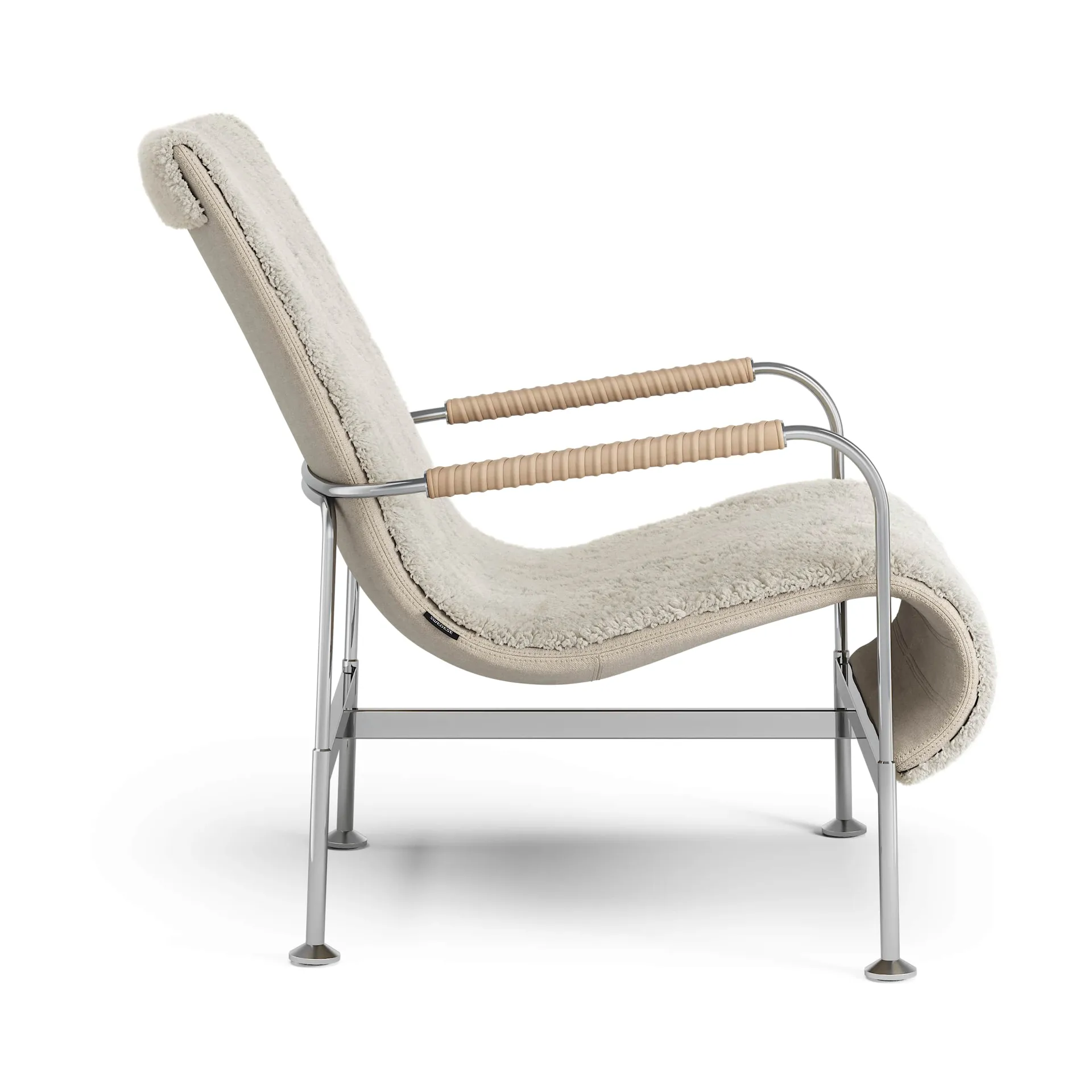 Fotel Serpentine, Skóra owcza Moonlight-chrom-Tärnsjö Nature Swedese