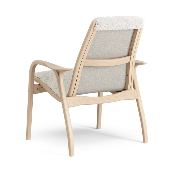 Fotel z laminatu buk lakierowany/skóra owcza, Offwhite (biały) Swedese