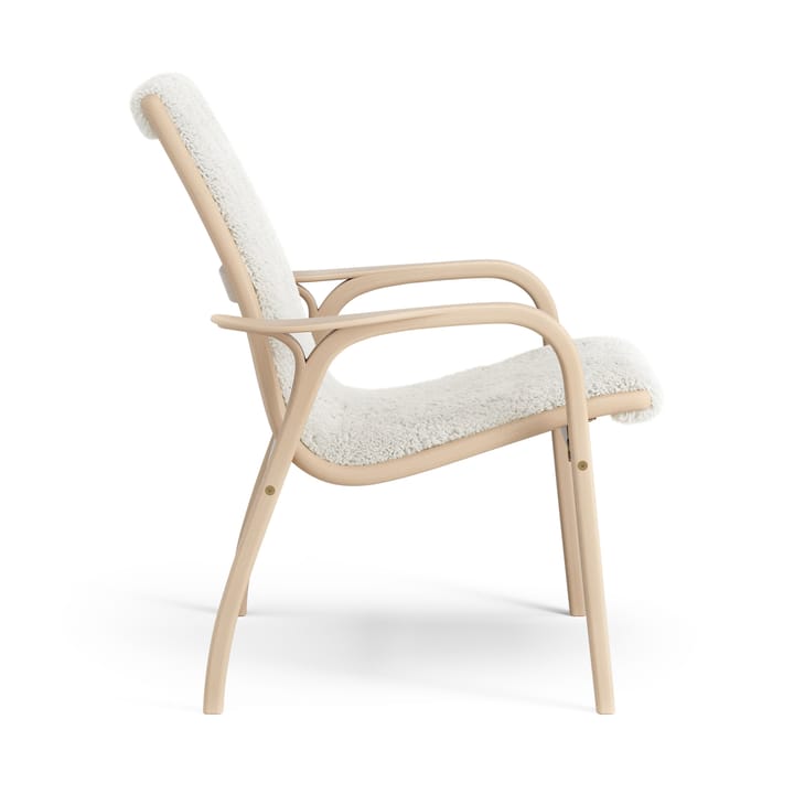 Fotel z laminatu buk lakierowany/skóra owcza, Offwhite (biały) Swedese