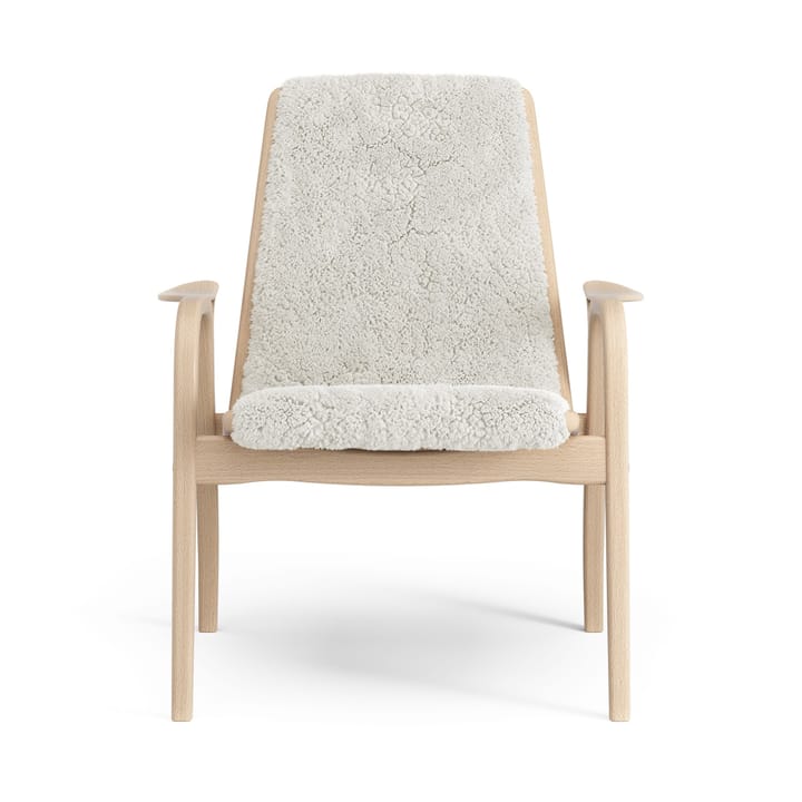 Fotel z laminatu buk lakierowany/skóra owcza, Offwhite (biały) Swedese