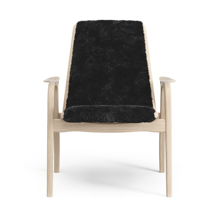Fotel z laminatu dąb biały pigmentowany/skóra owcza, Black (czarny) Swedese