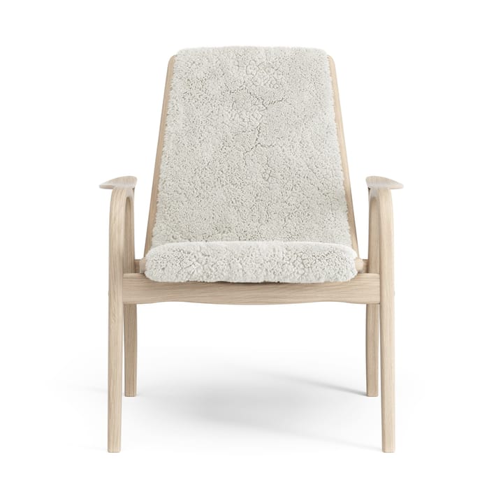 Fotel z laminatu dąb biały pigmentowany/skóra owcza, Offwhite (biały) Swedese