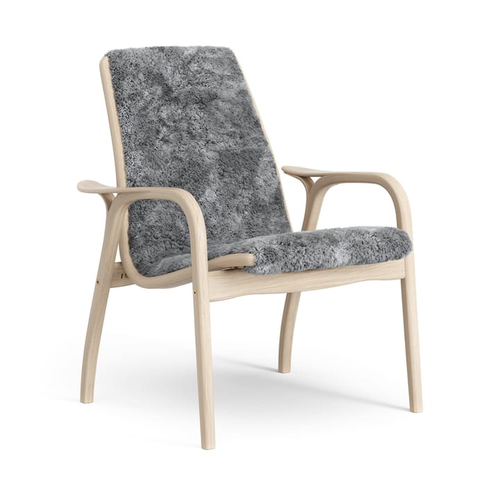 Fotel z laminatu dąb biały pigmentowany/skóra owcza - Scandinavian Grey (szary) - Swedese