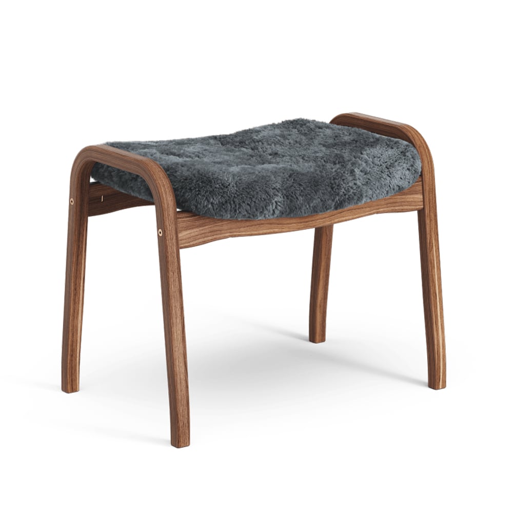 Swedese Lamino fotel skóra owcza charcoal, orzech naturalny lakierowany