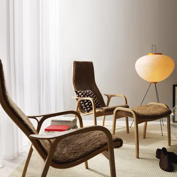 Lamino podnóżek - skóra owcza scandinavian grey, orzech naturalny lakierowany - Swedese