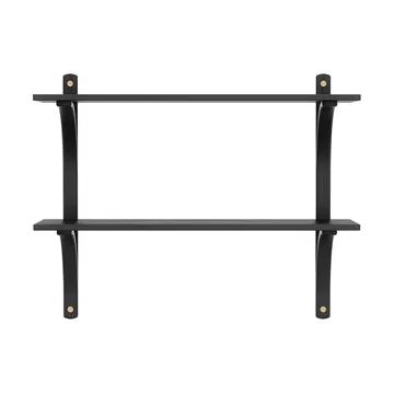 Levi półka - Czarny jesion-mosiądz, 2 półki, 90 cm - Swedese