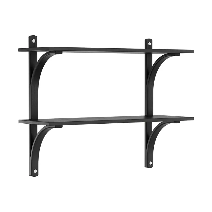 Levi półka - Czarny jesion-stal nierdzewna, 2 półki, 90 cm - Swedese