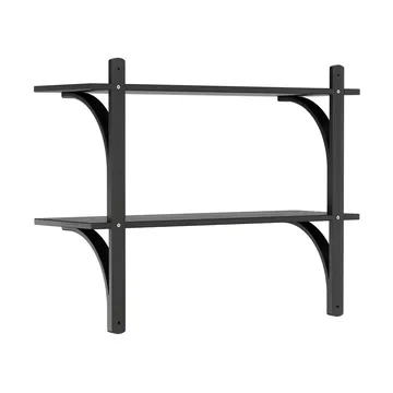 Levi półka - Czarny jesion-stal nierdzewna, 2 półki, 90 cm - Swedese