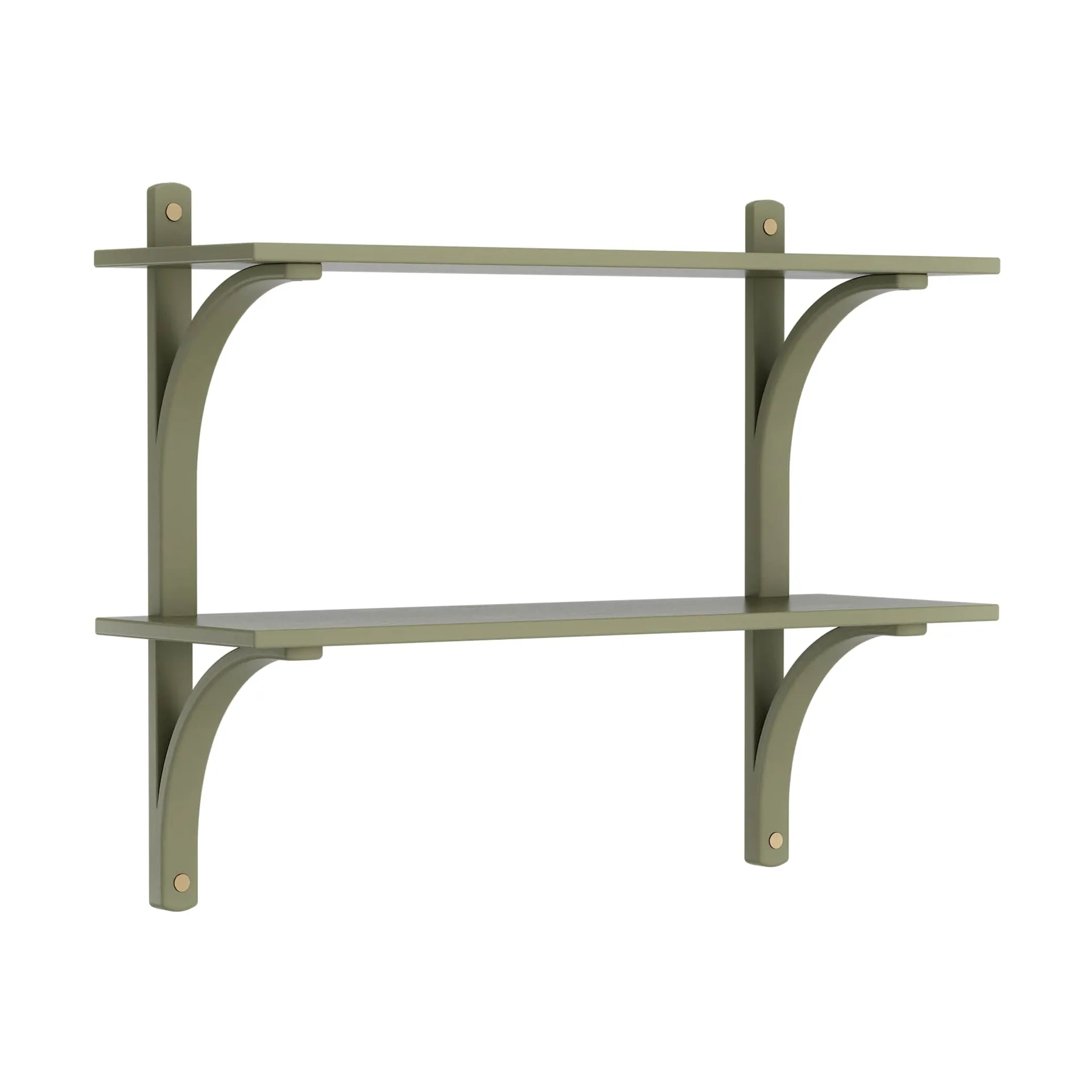 Levi półka, Moss green, mosiądz, 2 półki, 90 cm Swedese