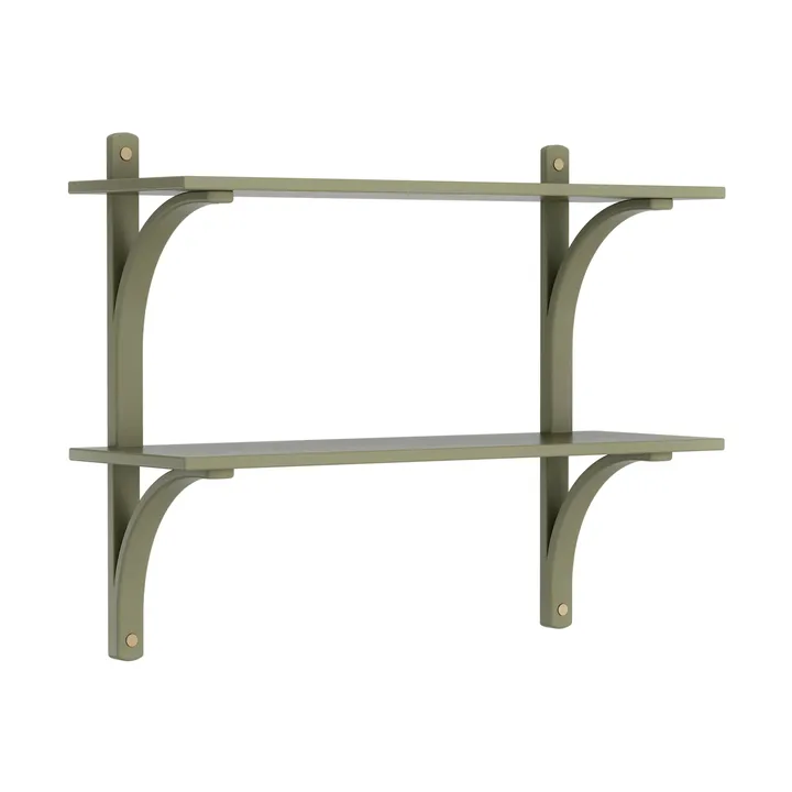Levi półka - Moss green, mosiądz, 2 półki, 90 cm - Swedese