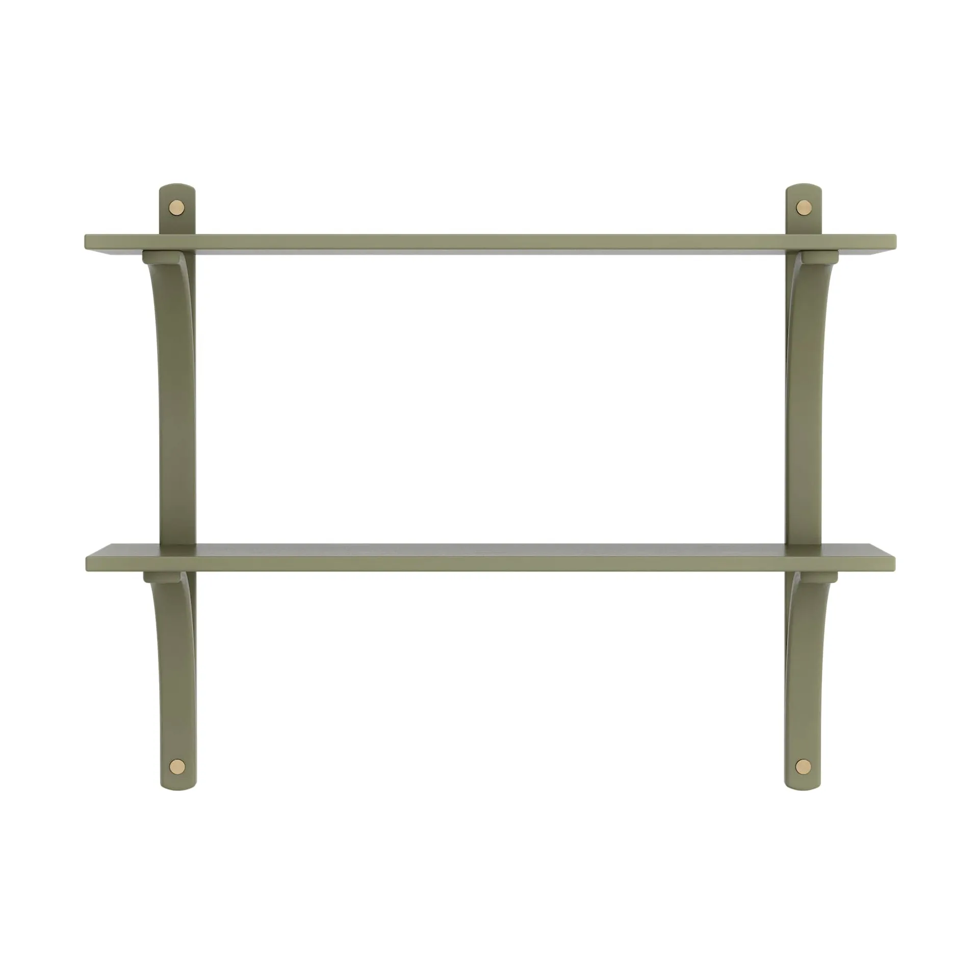 Levi półka, Moss green, mosiądz, 2 półki, 90 cm Swedese