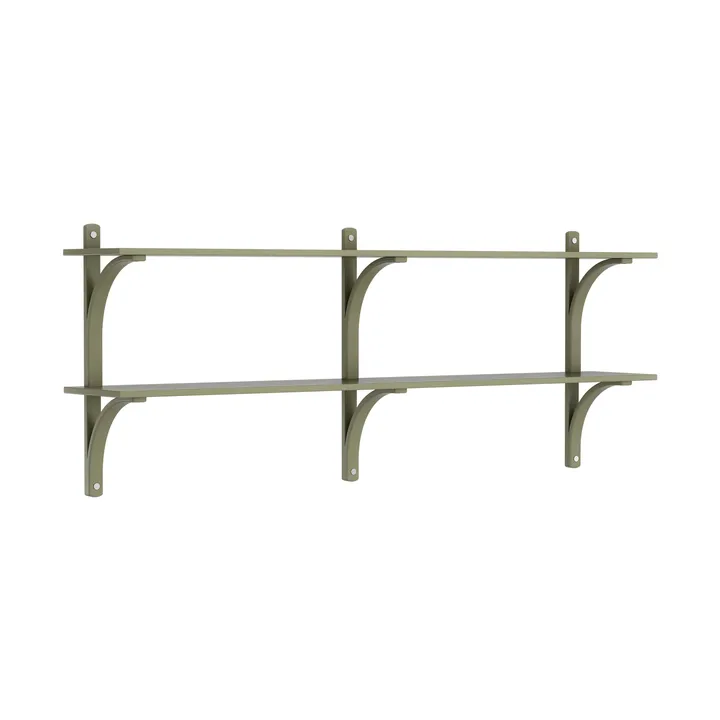 Levi półka - Moss green-stal nierdzewna, 2 półki, 180 cm - Swedese