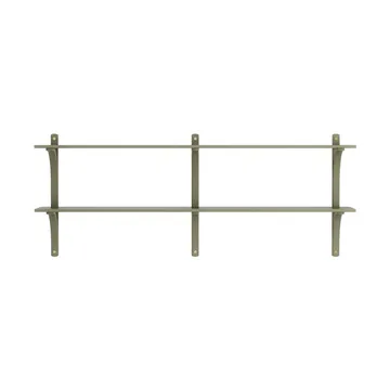 Półka Levi - Moss green-mosiądz, 2 półki, 180 cm - Swedese