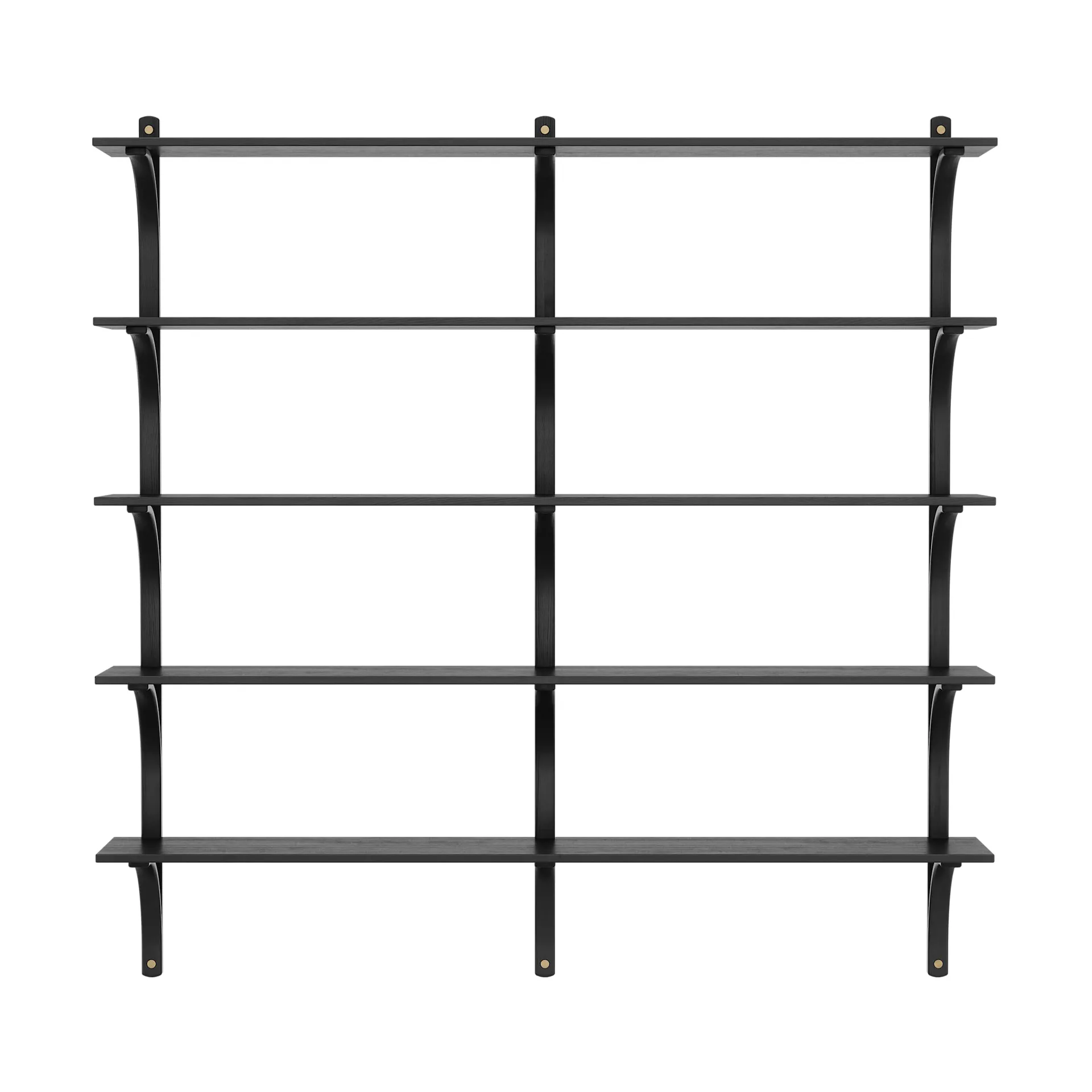 Regał Levi, 5 półek, Czarny bejcowany jesion-mosiądz, 180 cm Swedese