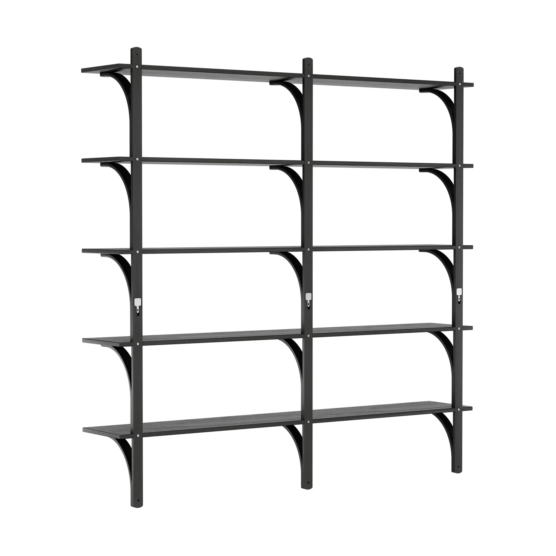 Regał Levi, 5 półek, Czarny bejcowany jesion-mosiądz, 180 cm Swedese