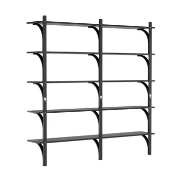 Regał Levi, 5 półek - Czarny bejcowany jesion-mosiądz, 180 cm - Swedese