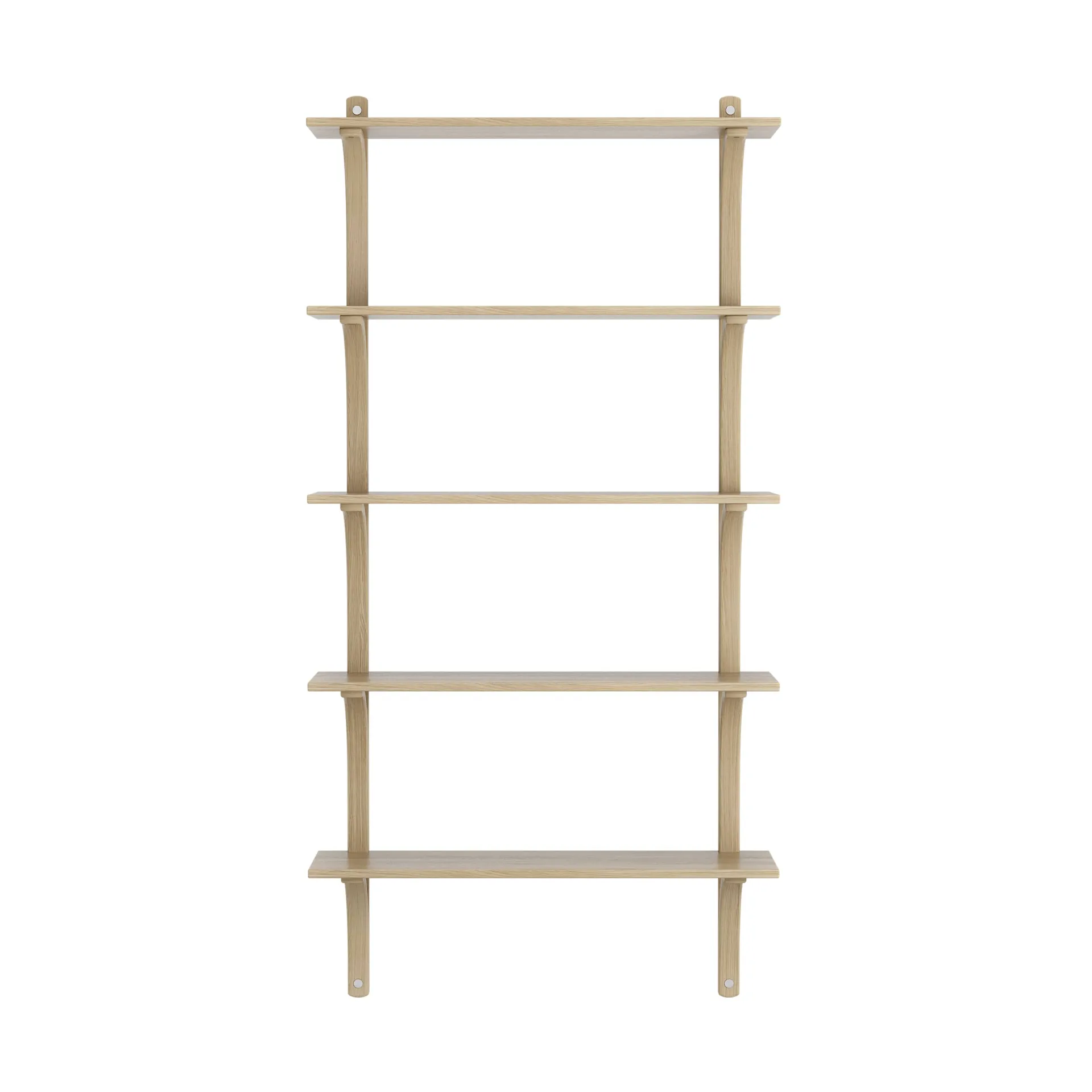 Regał Levi, 5 półek, Naturalny lakierowany dąb-aluminium, 90 cm Swedese
