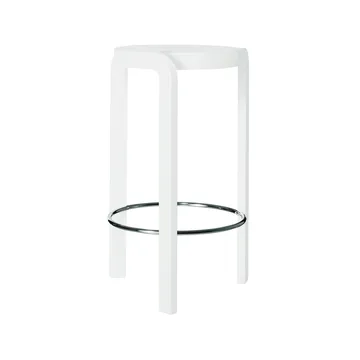 Spin barstołdąb - popielata biala glazura, pierścień stopy w chromie - Swedese