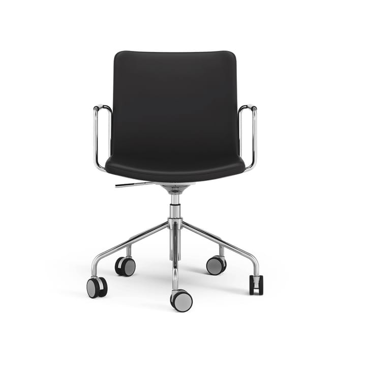 Stella podnoszenie/opuszcz krzesło biurkowe - Skórzany elmosoft 99999 czarny-chrom - Swedese