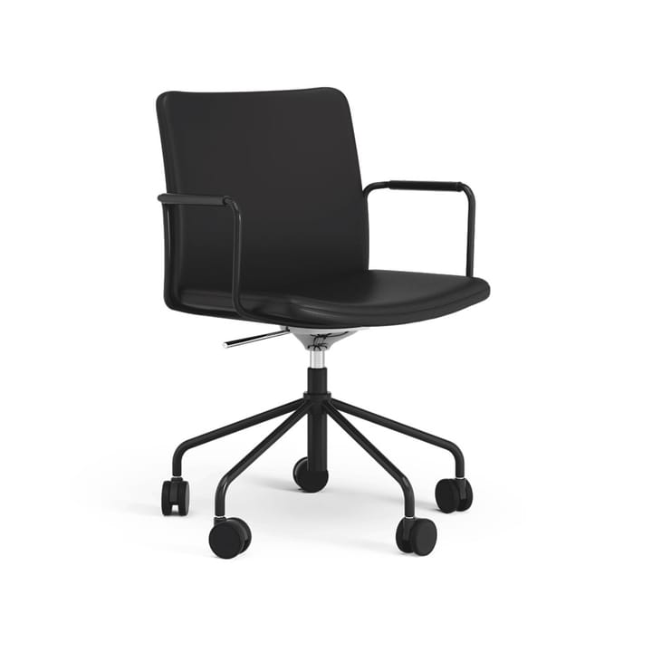 Stella podnoszenie/opuszcz krzesło biurkowe - Skórzany elmosoft 99999 czarny, czarny stativ - Swedese