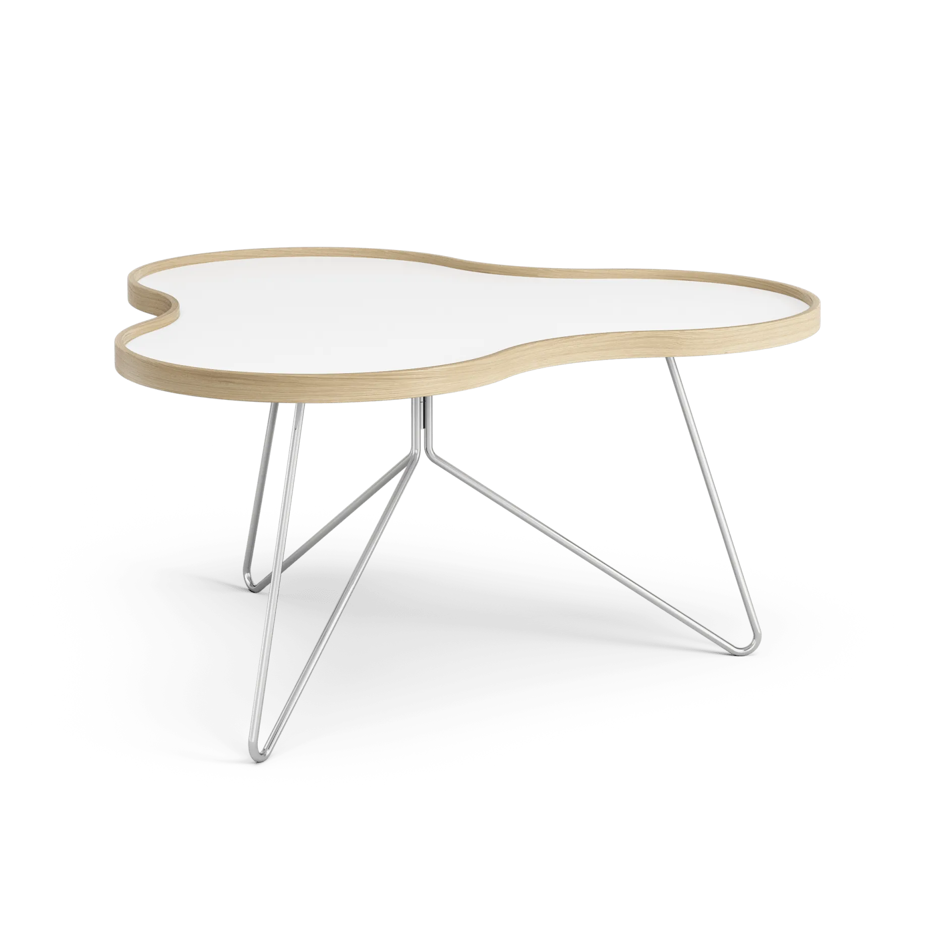 Stół Flower 84x90 cm, 45 cm-biały-dąb-chrom Swedese