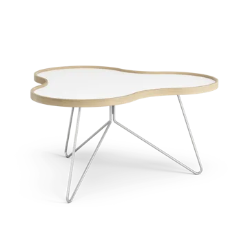 Stół Flower 84x90 cm - 45 cm-biały-dąb-chrom - Swedese